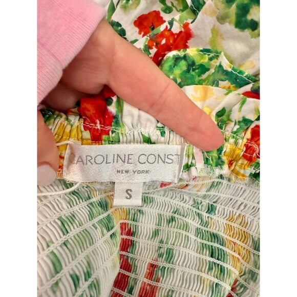 Caroline Constas Malta shirred tiered White floral-print Dress NWT - Size S - Picture 10 of 13